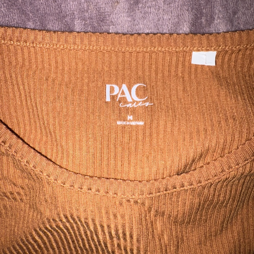 PacSun Ribbed Drawstring Crop Top in Mustard - Picture 3 of 3